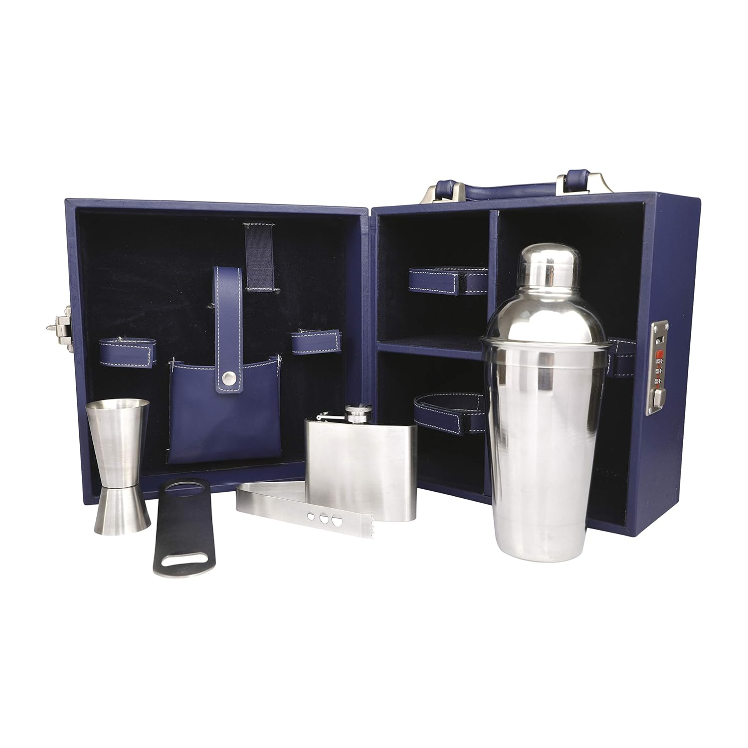 Suraj International Store 2 Glass Mini Leather Bar set Suraj International Store 2 Glass Mini Leather Bar set