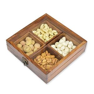 Hand Crafted Wooden 4 Container Spice Box