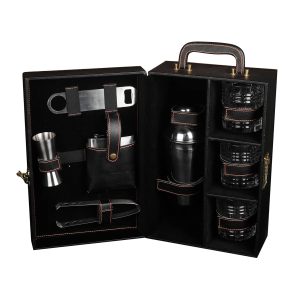 Suraj International Store Black Briefcase Leather bar set
