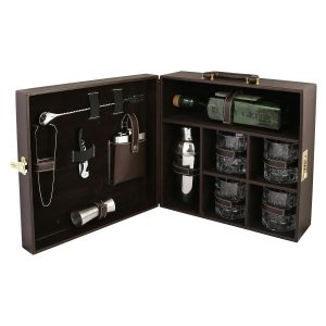 Suraj International Store Brown Leather Briefcase Bar set