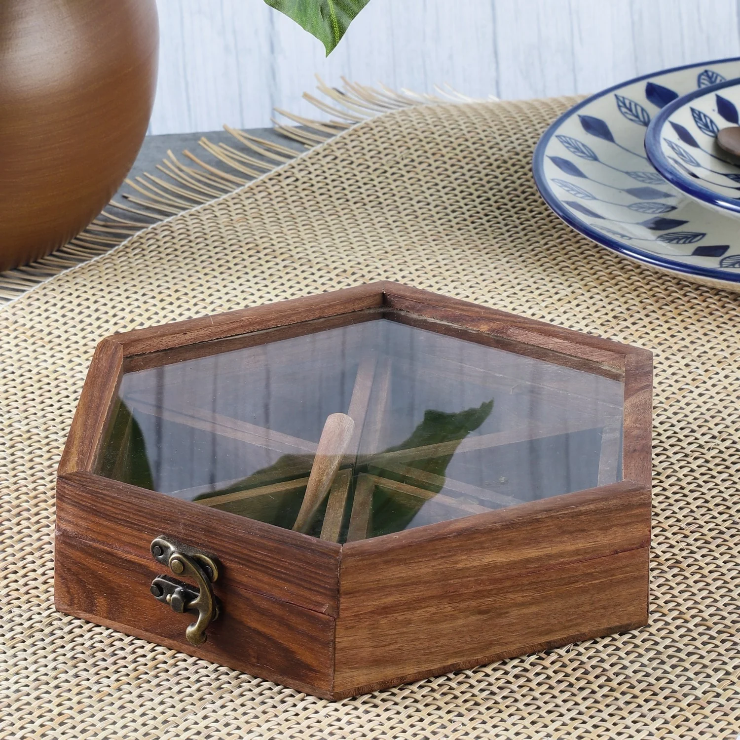 Suraj International Store Wooden Spice Box Suraj International Store Wooden Spice Box