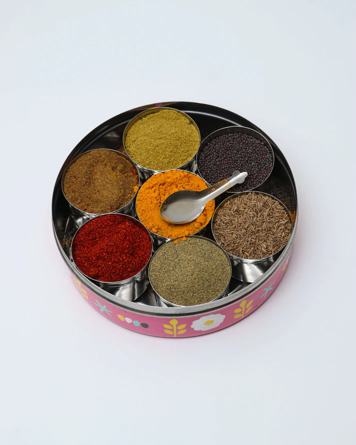 Suraj International Store Stainless Steel Hand Printed Spice Box